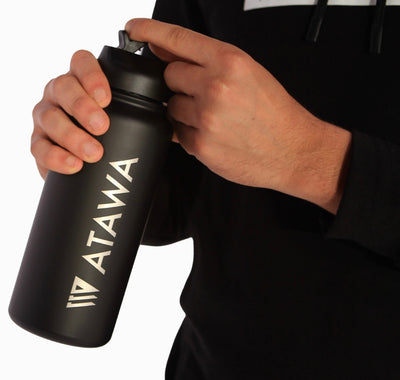 1L stainless steel water bottle with straw lid 